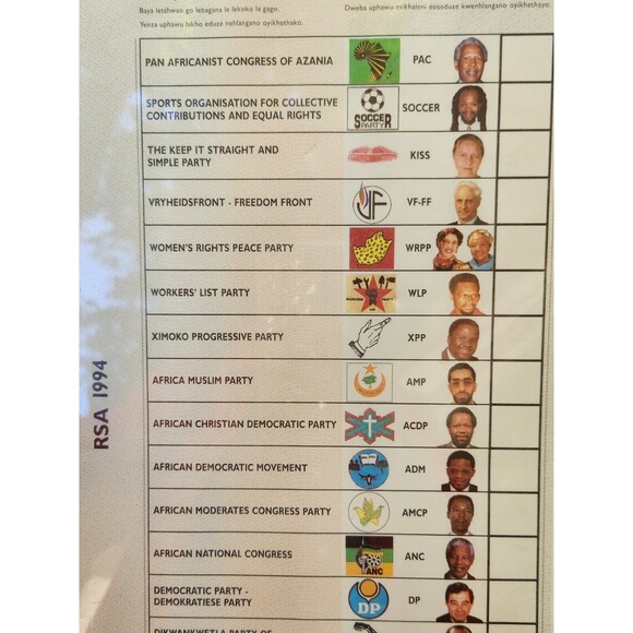 South African 1994 Voting Ballot Election Mandela W Certificate Of Authenticity - Picture 3 of 16